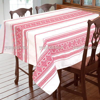 Obrus tkany z ornamentem czerwony TM Yaroslav